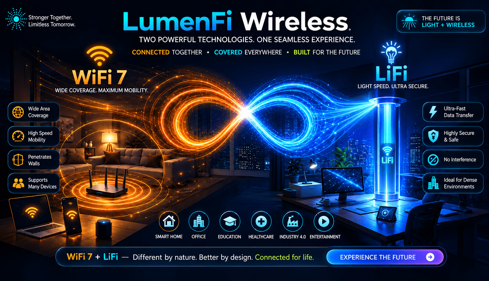 LumenFi Wireless: WiFi 7 and LiFi connected together for one seamless experience