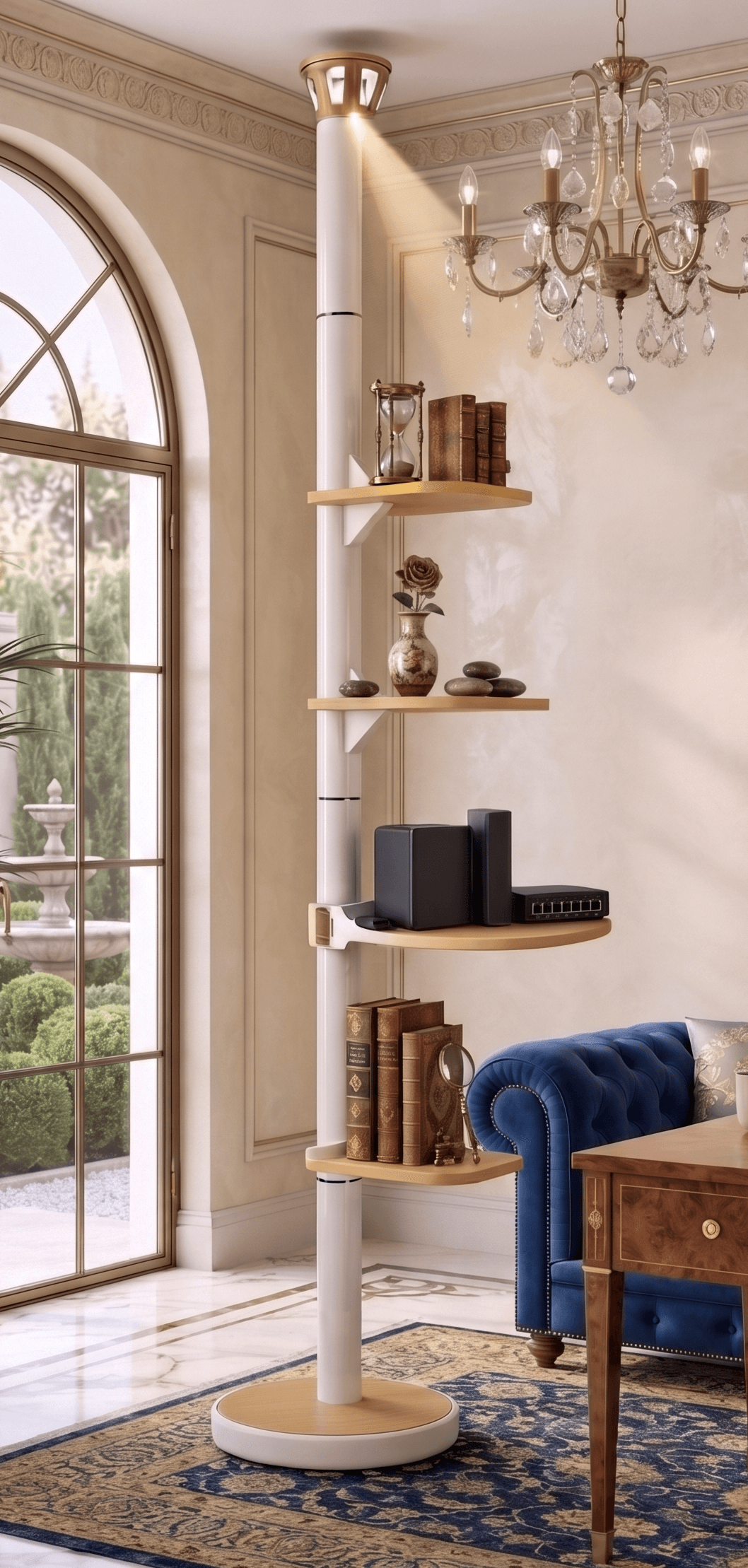 White LiFi pole in a classic living room